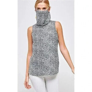Solutions Tank Leopard Print with Attached Mask‎ Womens Sz Small EUC
